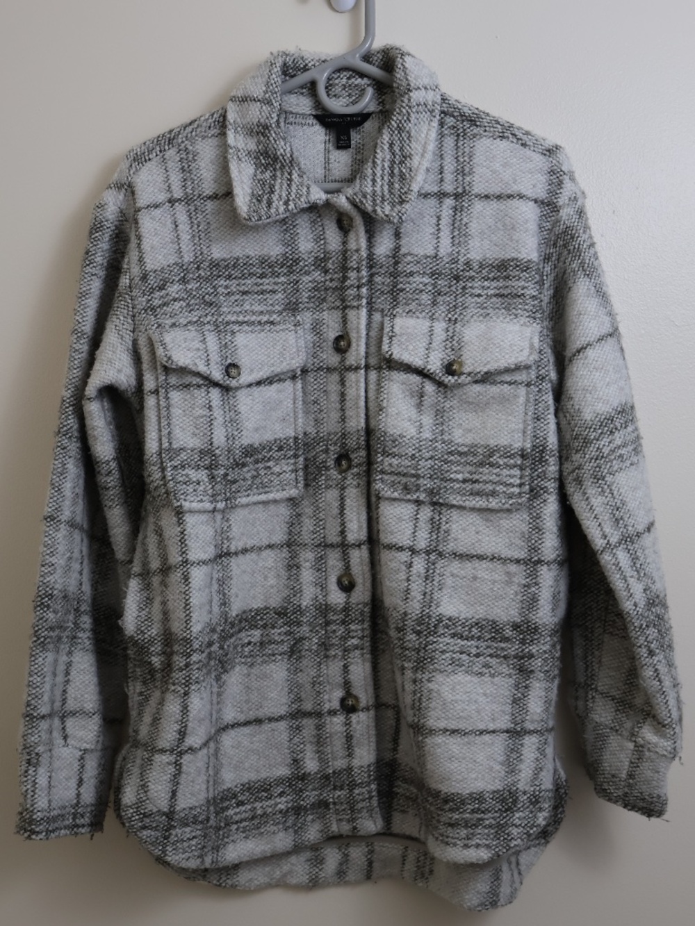 Banana Republic Cream & Gray Shacket with Pockets | XS